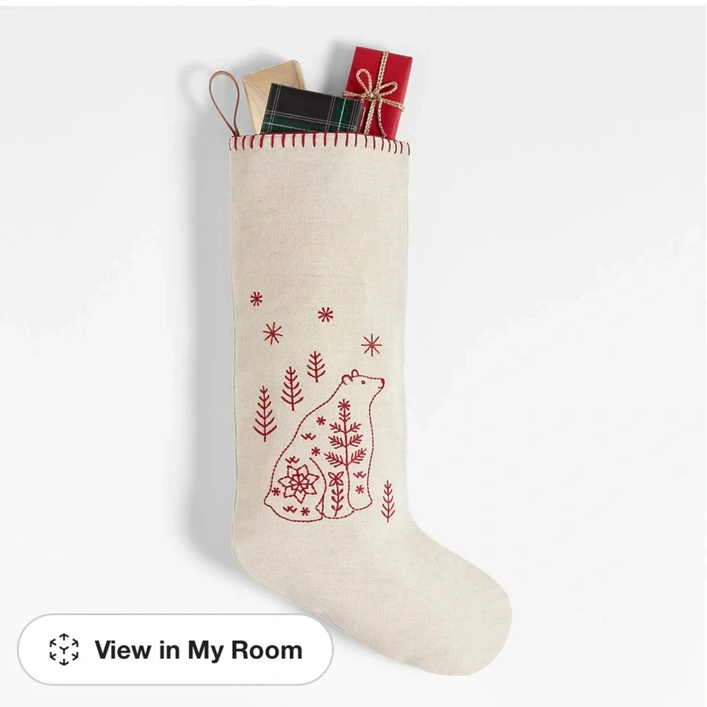 Crake & Kids  Bear Linen Kids Christmas Stocking